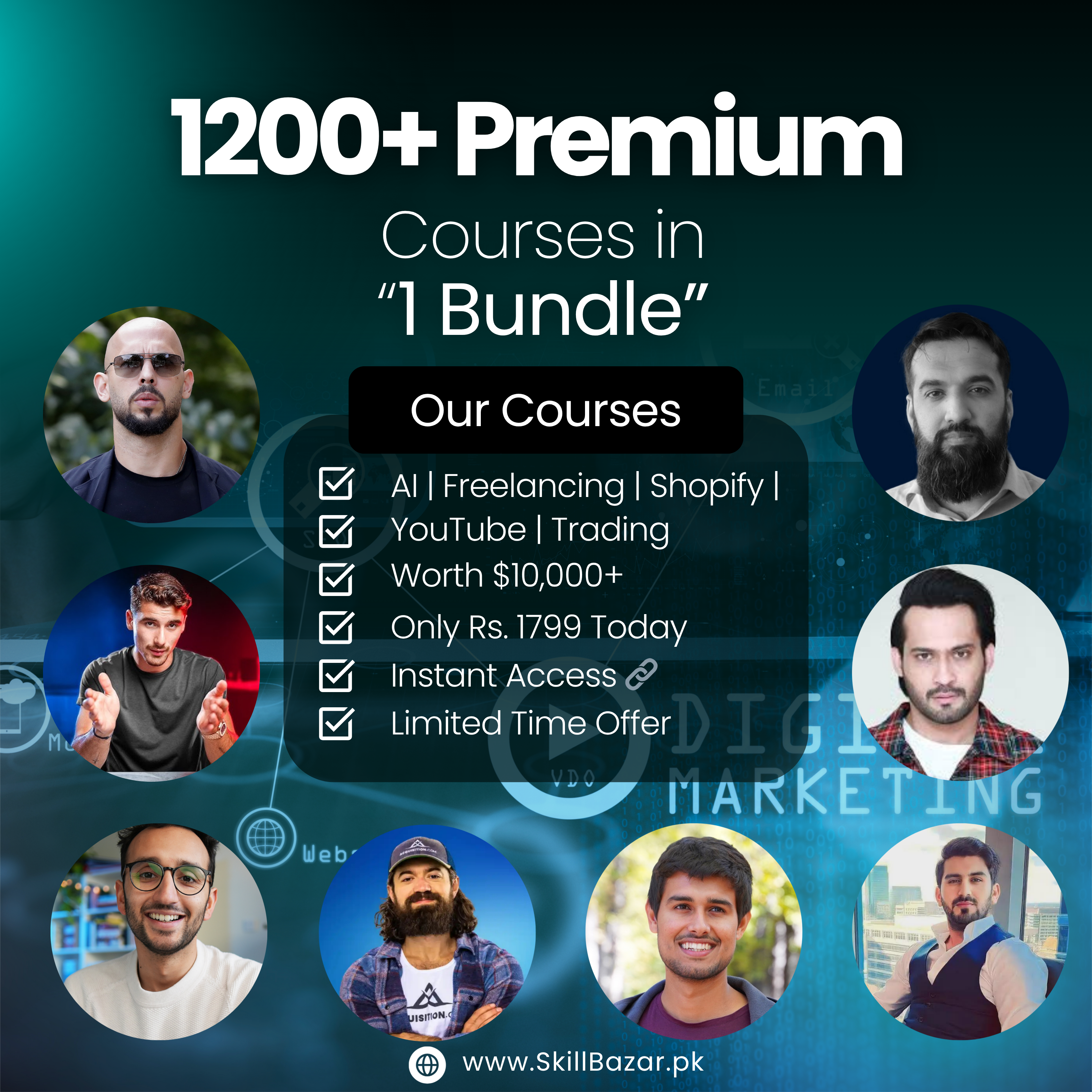 Ultimate 1200+ Premium Courses Bundle 💻 | AI, Freelancing, E-commerce, Trading, YouTube & More | Lifetime Access | Instant Download 🚀